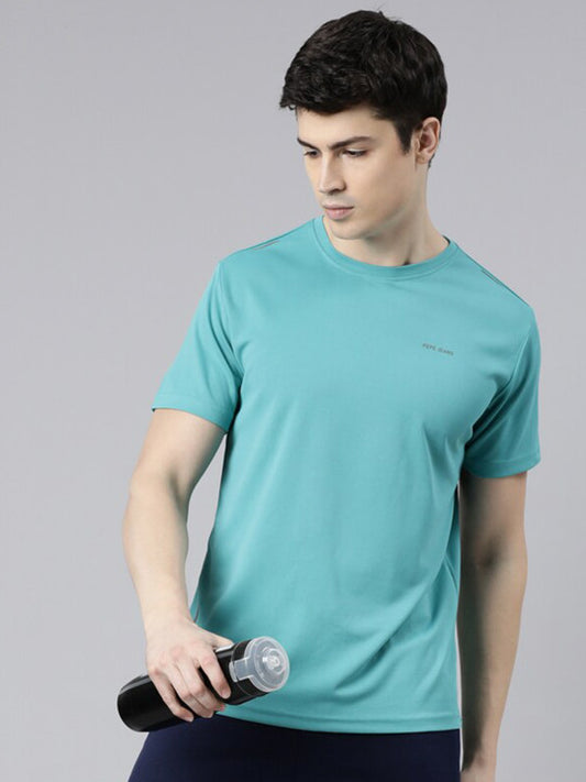 Pepe Jeans Men Blue Extended Sleeves Pockets T-shirt