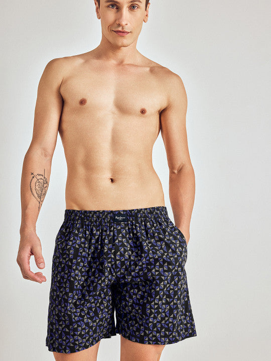 Pepe Jeans Men Black & Blue Pure Cotton Printed Boxers
