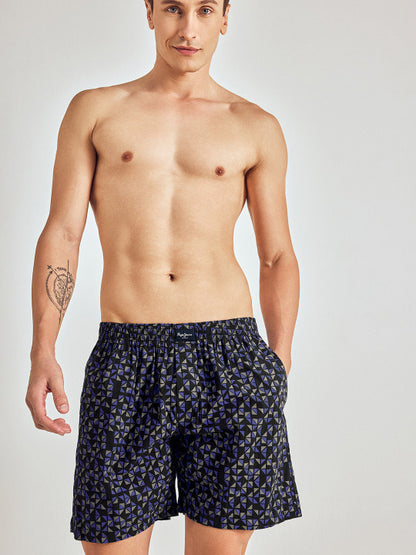 Pepe Jeans Men Black & Blue Pure Cotton Printed Boxers