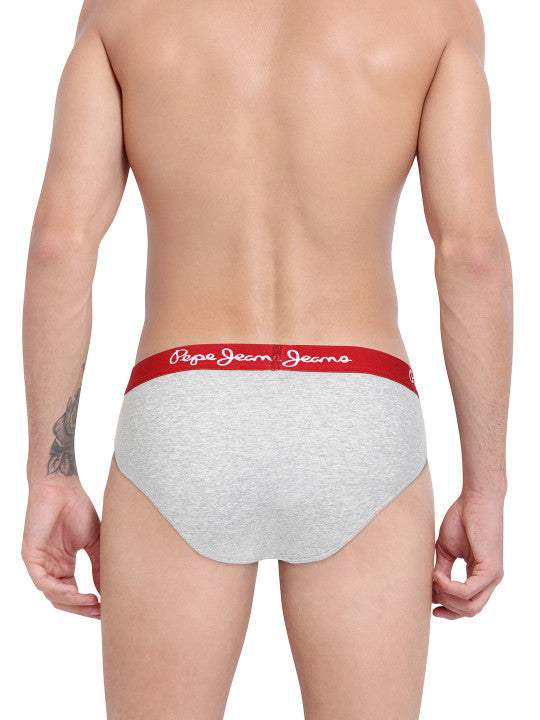 Pepe Jeans Men Pack of 2 Grey Melange Solid Briefs 8904311300359