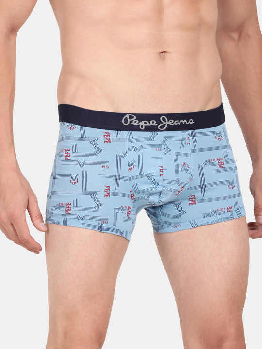 Pepe Jeans Men Blue Printed Cotton Trunk