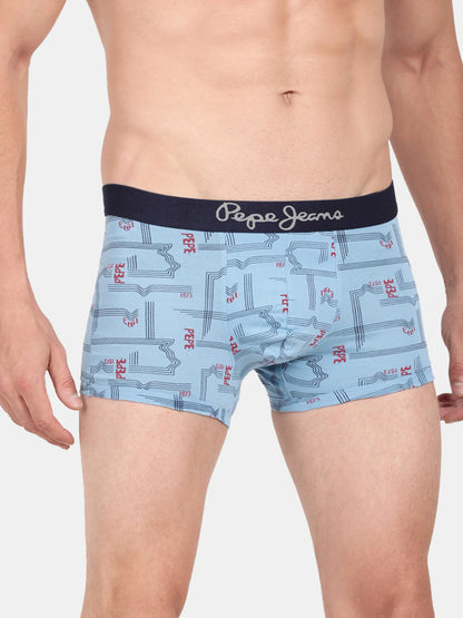 Pepe Jeans Men Blue Printed Cotton Trunk