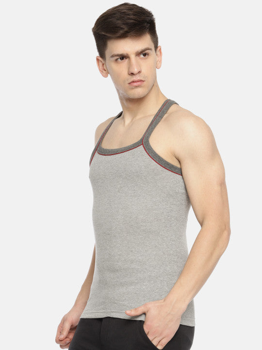 Pepe Jeans Men Grey Melange Solid Innerwear Gym Vest 8904311307600