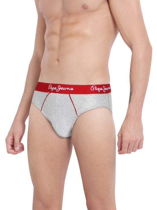 Pepe Jeans Men Pack of 2 Grey Melange Solid Briefs 8904311300359