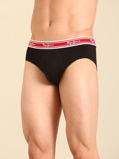 Pepe Jeans Men Cotton Low Rise Basic Briefs CLB03-01-BLK