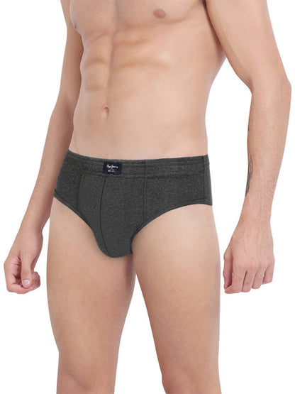 Pepe Jeans Men Pack of 2 Charcoal Grey Solid Contour Briefs 8904311300175