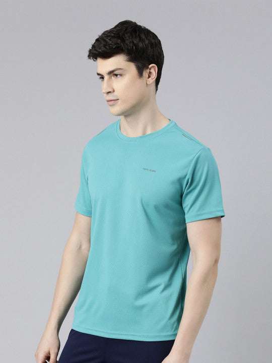 Pepe Jeans Men Blue Extended Sleeves Pockets T-shirt