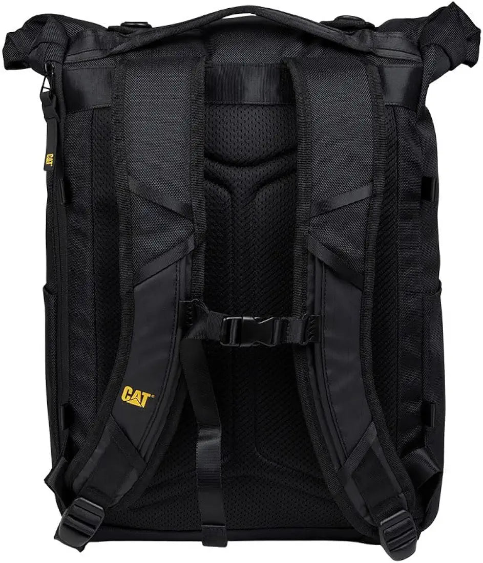 CAT Signature Utility X Rolltop Backpack – Black, Laptop Backpack with Padded Compartments