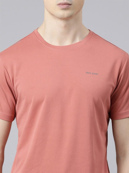 Pepe Jeans Men Peach-Coloured Pockets T-shirt