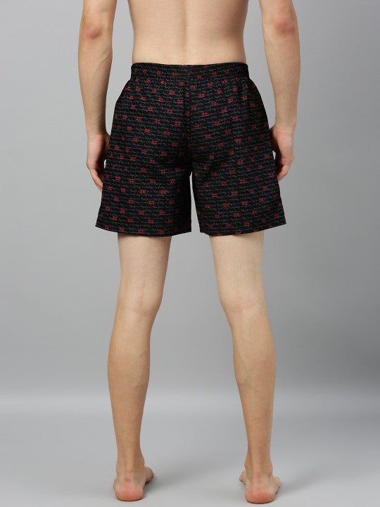 Pepe Jeans Men Black & Red Printed Pure Cotton Boxers