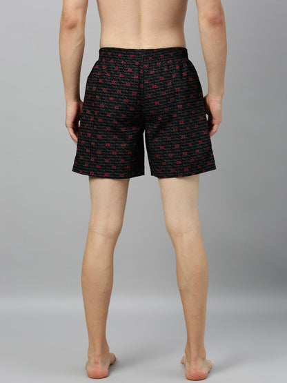 Pepe Jeans Men Black & Red Printed Pure Cotton Boxers
