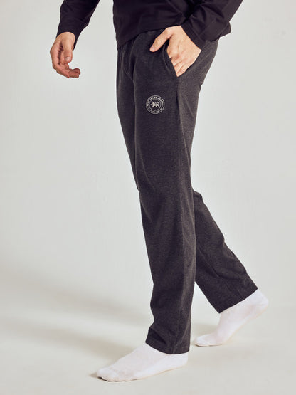 Pepe Jeans Men Black Solid Regular Fit Athleisure Cotton Lounge Pants