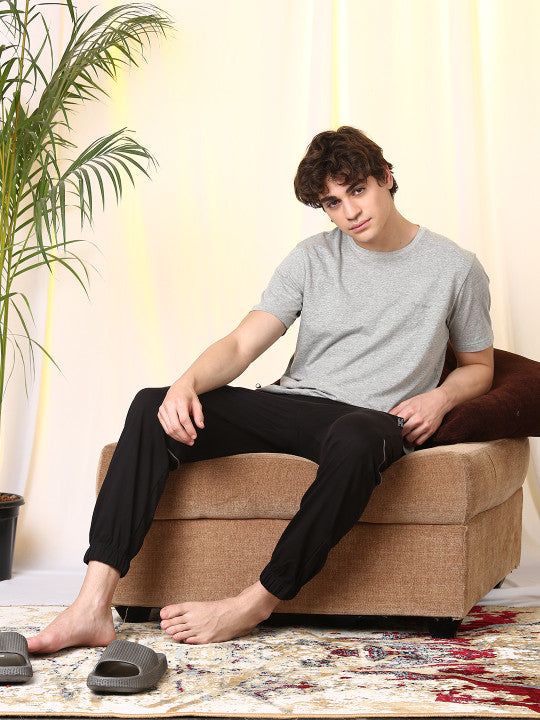 Pepe Jeans Men Solid Regular Fit Stretchable Jogger Lounge Pants