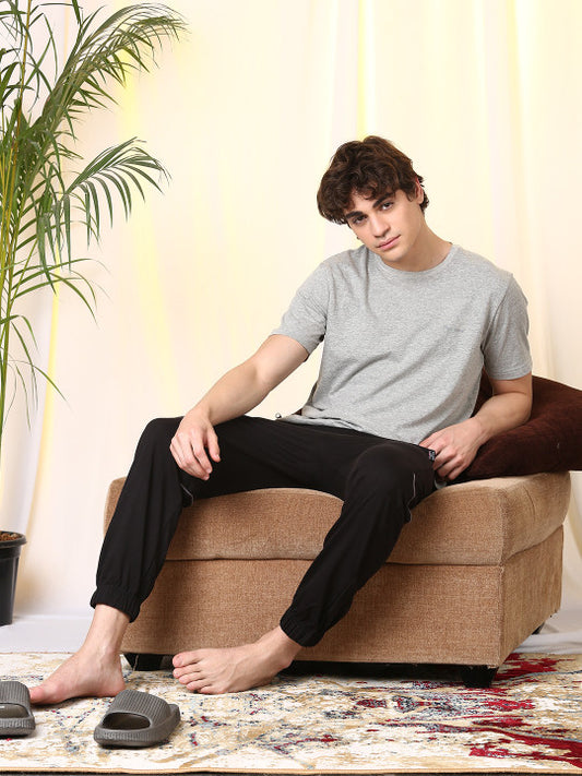 Pepe Jeans Men Solid Regular Fit Stretchable Jogger Lounge Pants