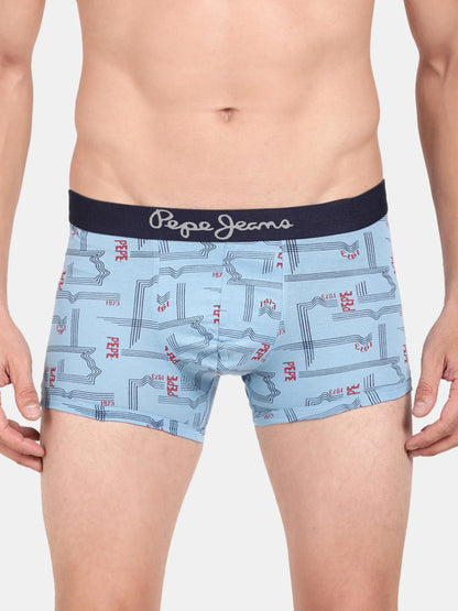 Pepe Jeans Men Blue Printed Cotton Trunk