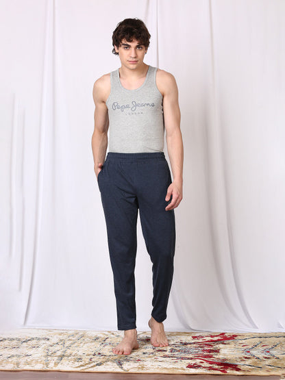 Pepe Jeans Men Blue Solid Cotton Lounge Pants
