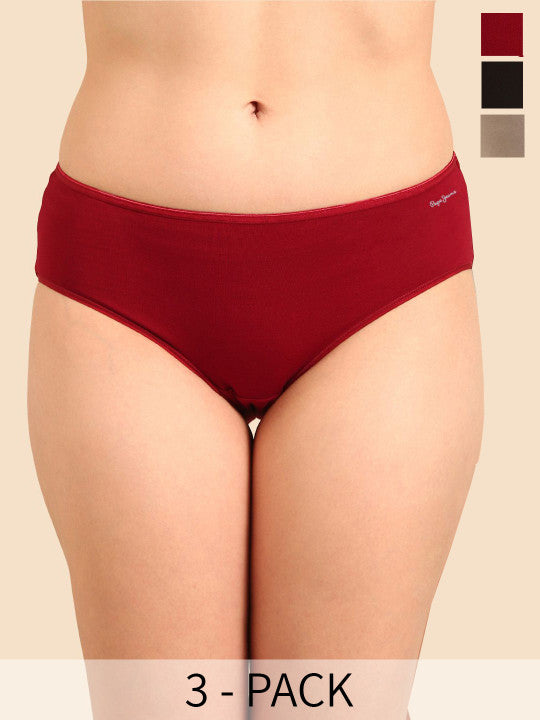 Pepe Jeans Pack Of 3 Assorted Seamless Hipster Briefs WCH01-03N-GREC