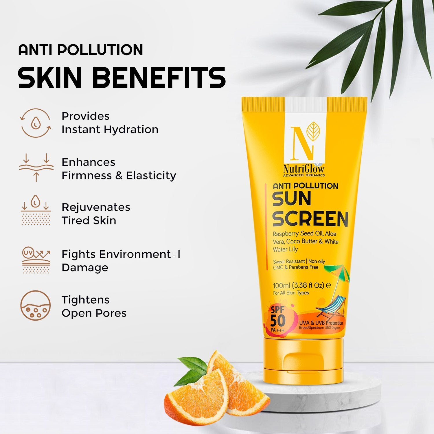 NutriGlow Advanced Organics Anti Pollution Sun Screen SPF 50++