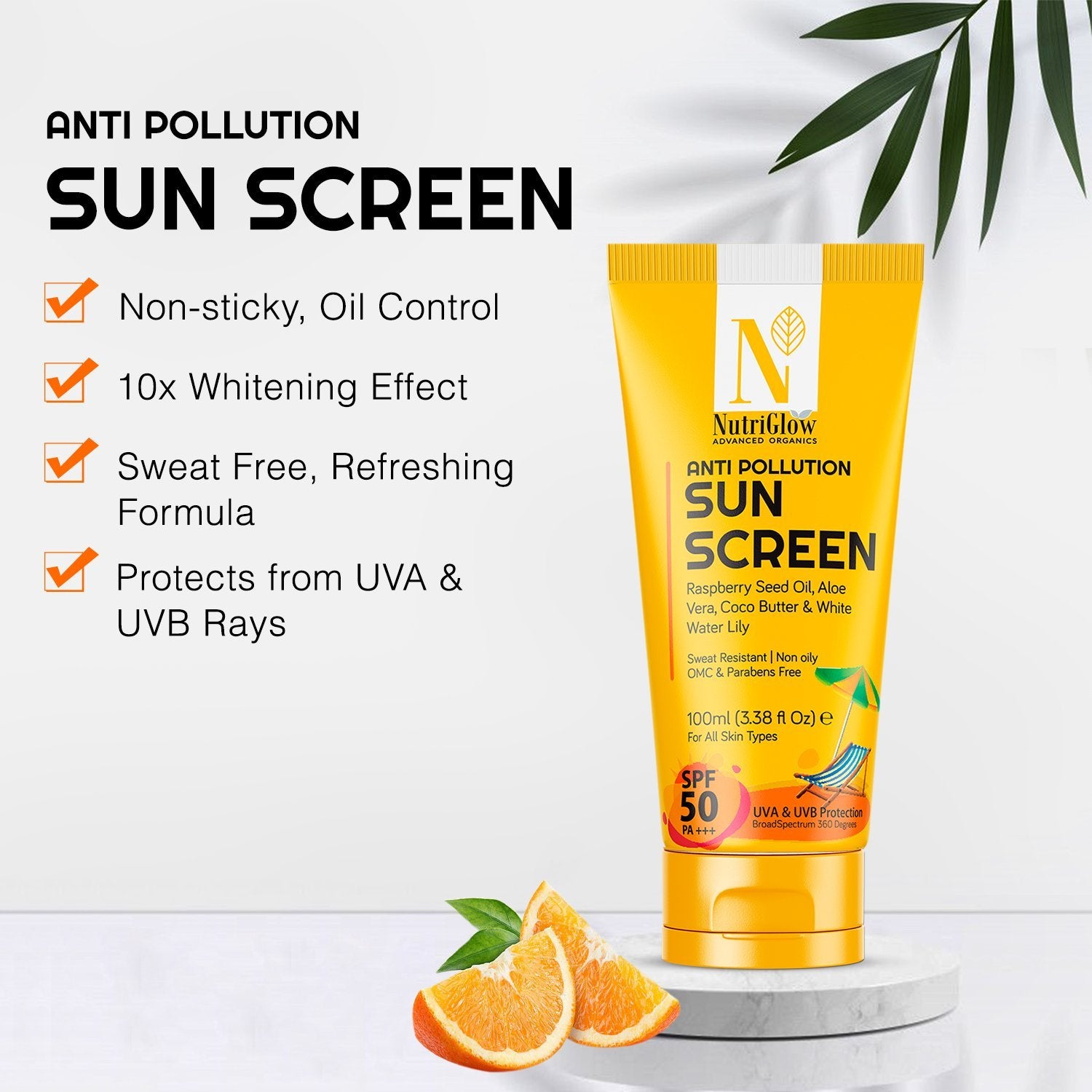NutriGlow Advanced Organics Anti Pollution Sun Screen SPF 50++