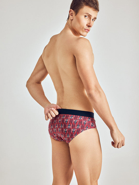 Pepe Jeans Men Red Printed Pure Cotton Basic Briefs