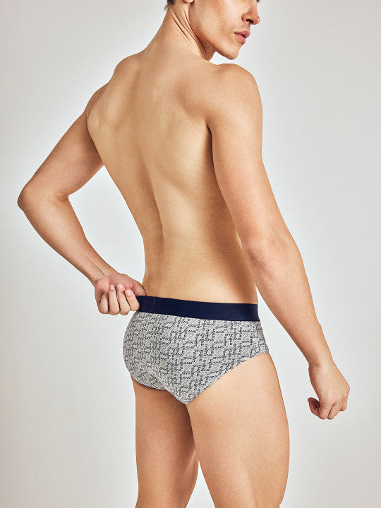 Pepe Jeans Men Grey Printed Cotton Basic Briefs