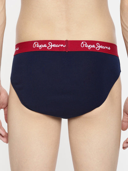 Pepe Jeans Men Pack of 2 Navy Blue Solid Basic Briefs