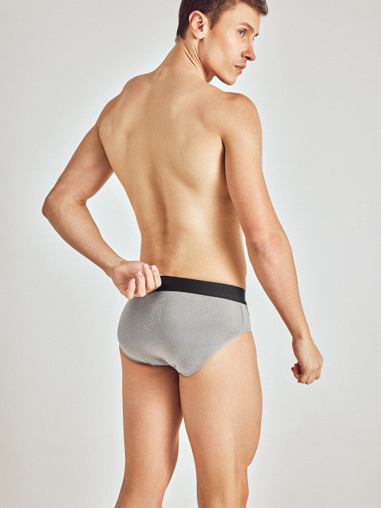 Pepe Jeans Men Mid Grey Solid Comfort Fit Mid-Rise Knitted Stretchable Brief OPB07