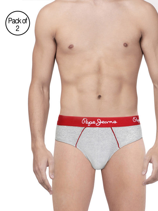 Pepe Jeans Men Pack of 2 Grey Melange Solid Briefs 8904311300359