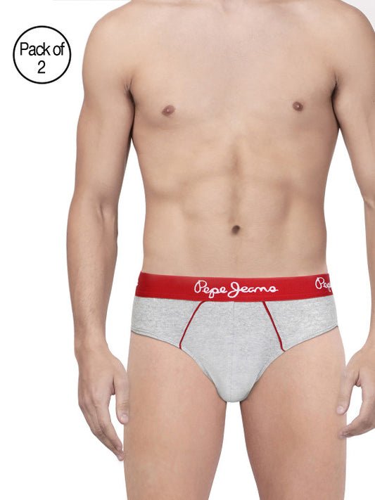 Pepe Jeans Men Pack of 2 Grey Melange Solid Briefs 8904311300359