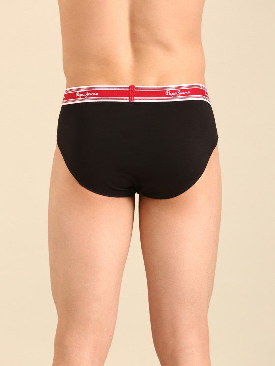 Pepe Jeans Men Cotton Low Rise Basic Briefs CLB03-01-BLK