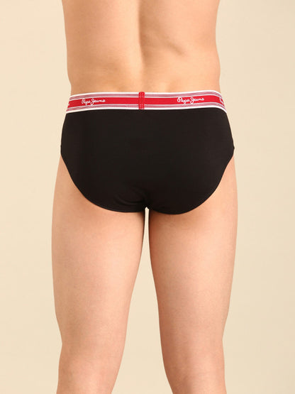 Pepe Jeans Men Cotton Low Rise Basic Briefs CLB03-01-BLK