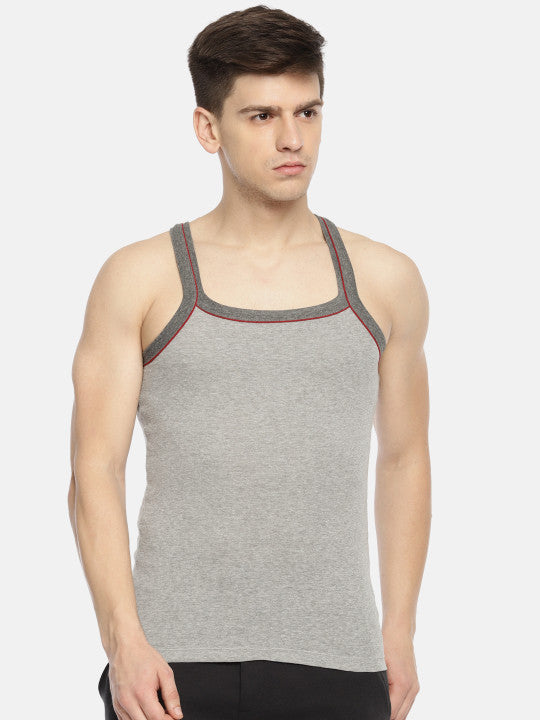 Pepe Jeans Men Grey Melange Solid Innerwear Gym Vest 8904311307600