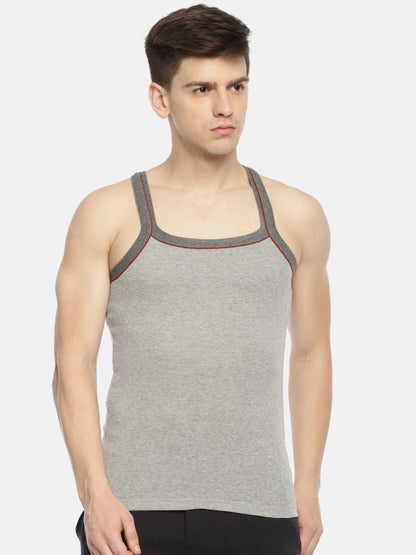 Pepe Jeans Men Grey Melange Solid Innerwear Gym Vest 8904311307600