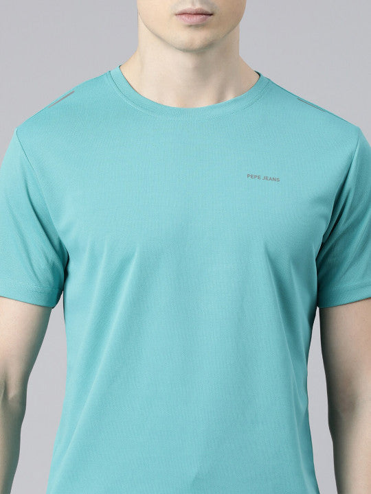 Pepe Jeans Men Blue Extended Sleeves Pockets T-shirt