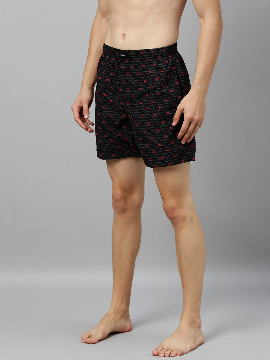 Pepe Jeans Men Black & Red Printed Pure Cotton Boxers