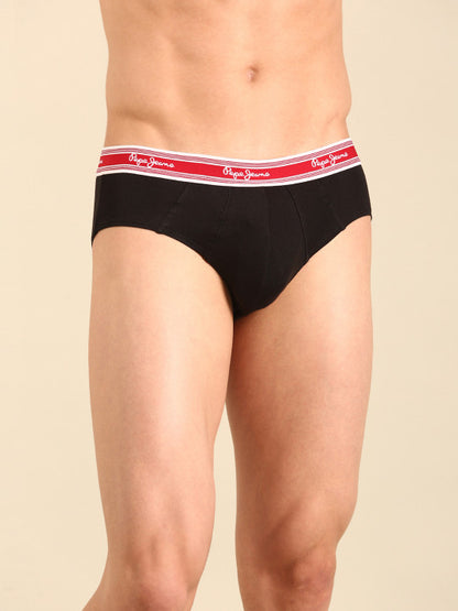Pepe Jeans Men Cotton Low Rise Basic Briefs CLB03-01-BLK