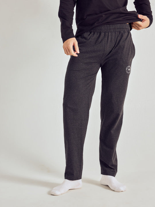 Pepe Jeans Men Black Solid Regular Fit Athleisure Cotton Lounge Pants