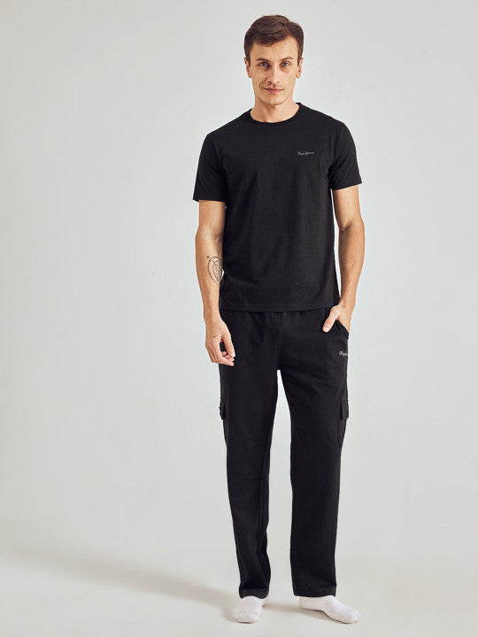 Pepe Jeans Men Solid Regular Fit Stretchable Jogger Lounge Pants