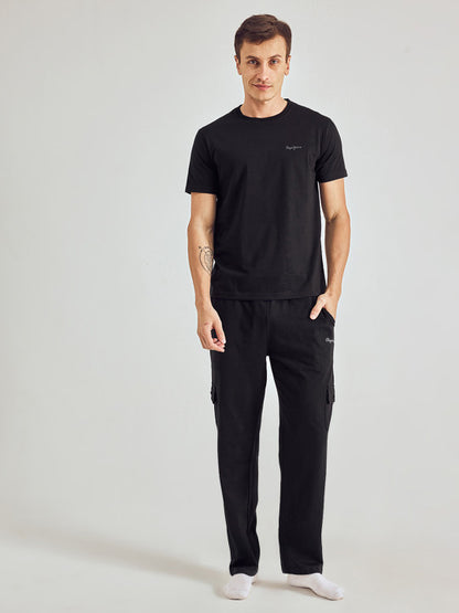 Pepe Jeans Men Solid Regular Fit Stretchable Jogger Lounge Pants
